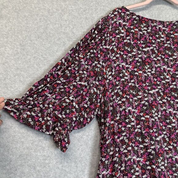 Draper James Plus Size 3X Multi Color Floral Puff Sleeve Boho Fairy Blouse Top - Picture 4 of 12